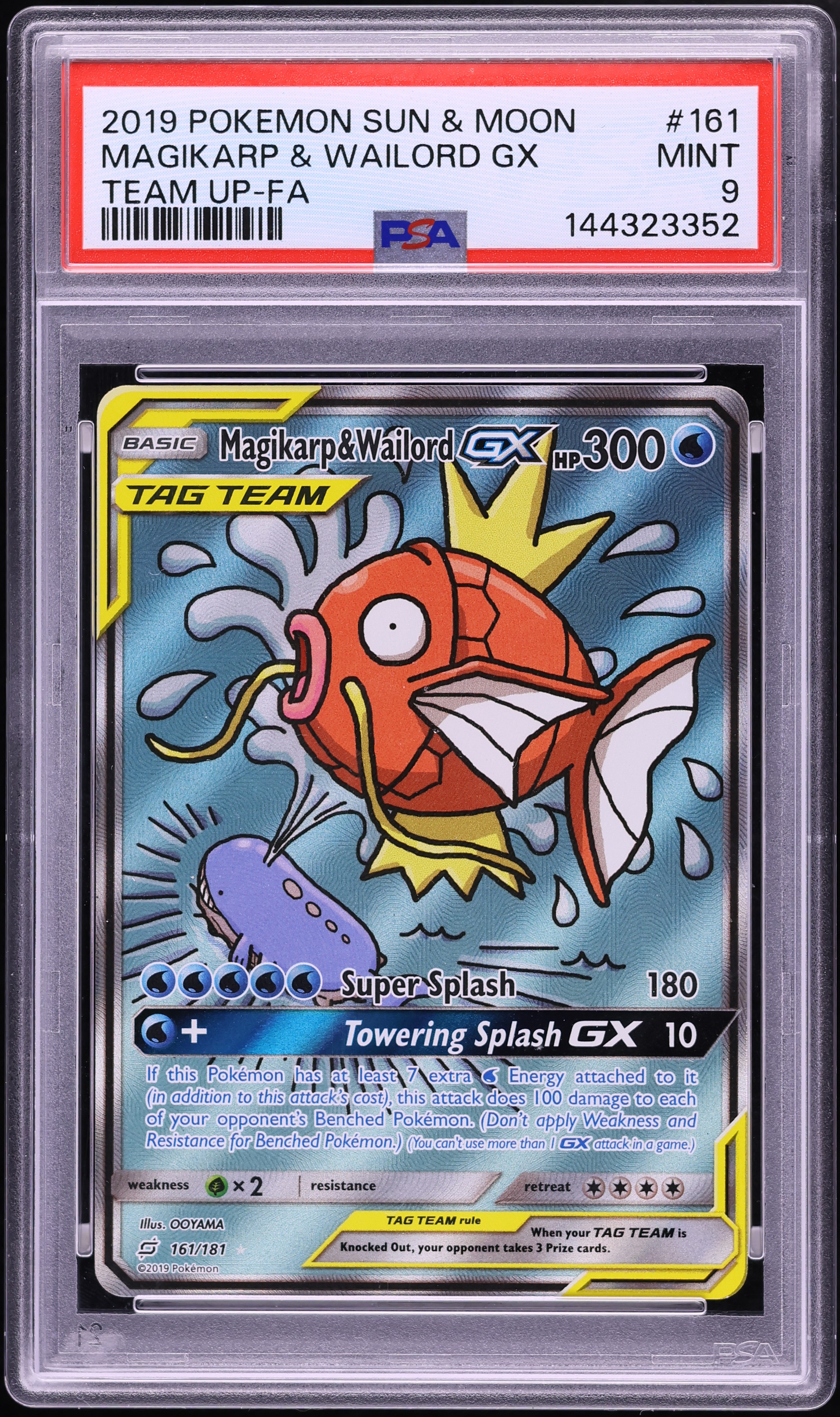 2019 Pokemon Sun & Moon Team Up Full Art Magikarp & Wailord GX #161 PSA 9 MINT