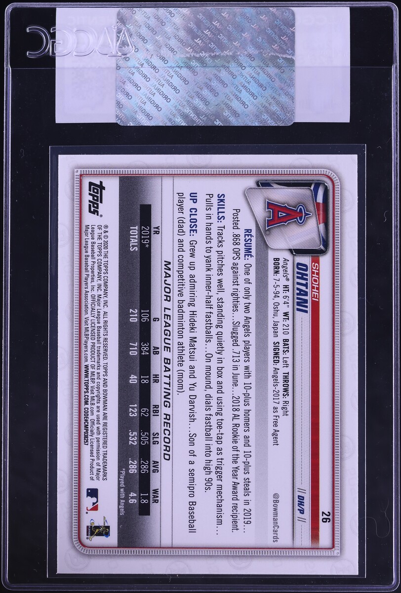 2020 Bowman Shohei Ohtani #26 CGC AUTH