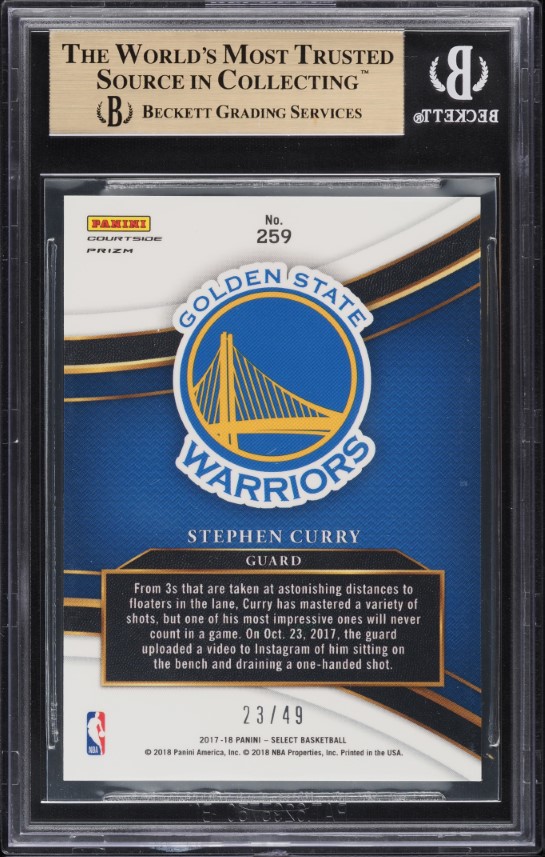 2017 Select Courtside Copper Prizm Stephen Curry /49 #259 BGS 9.5 GEM MINT - Photo 2