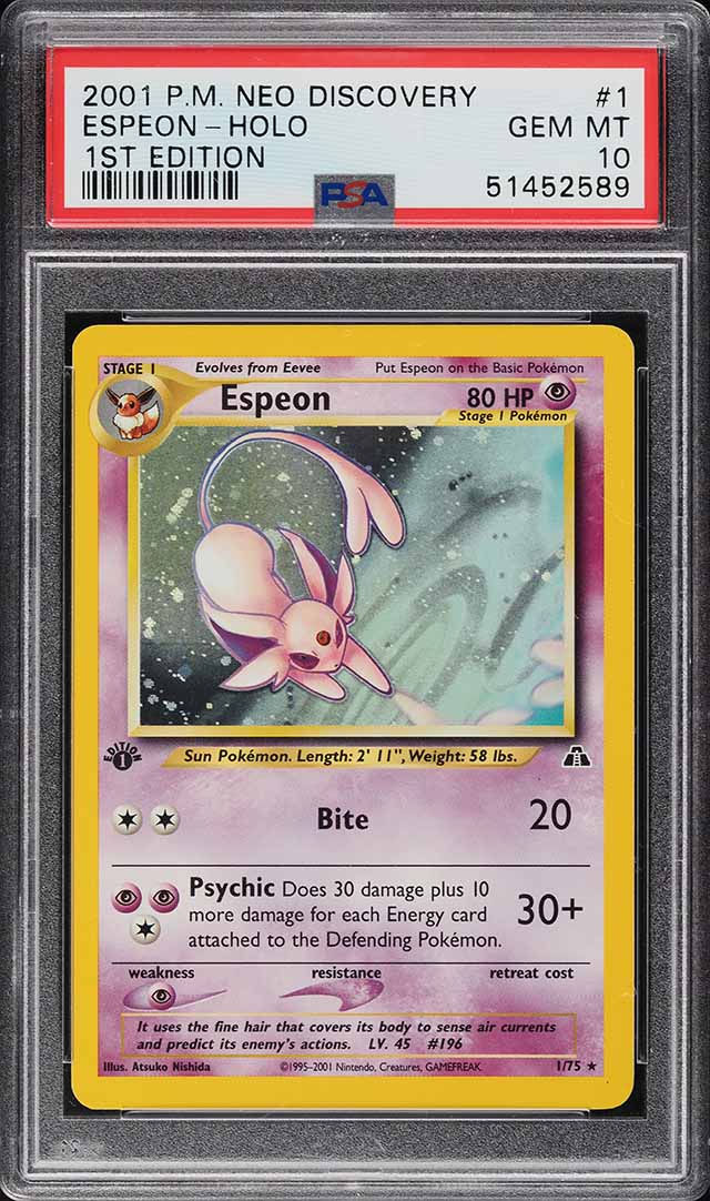 2001 Pokemon Neo Discovery 1st Edition Holo Espeon #1 PSA 10 GEM MINT