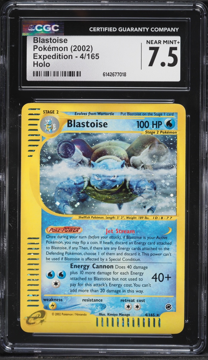 2002 Pokemon Expedition Holo Blastoise #4 CGC 7.5 NRMT+
