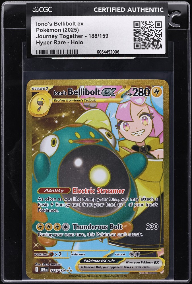 2025 Pokemon SV Journey Together Full Art Iono's Bellibolt ex #188 CGC AUTH