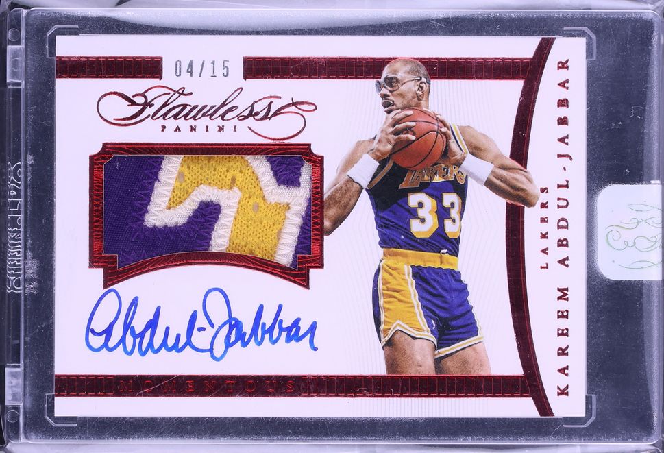 2014 Panini Flawless Momentous Ruby Kareem Abdul-Jabbar PATCH AUTO /15 #MA-KAJ CGC AUTH - Photo 1