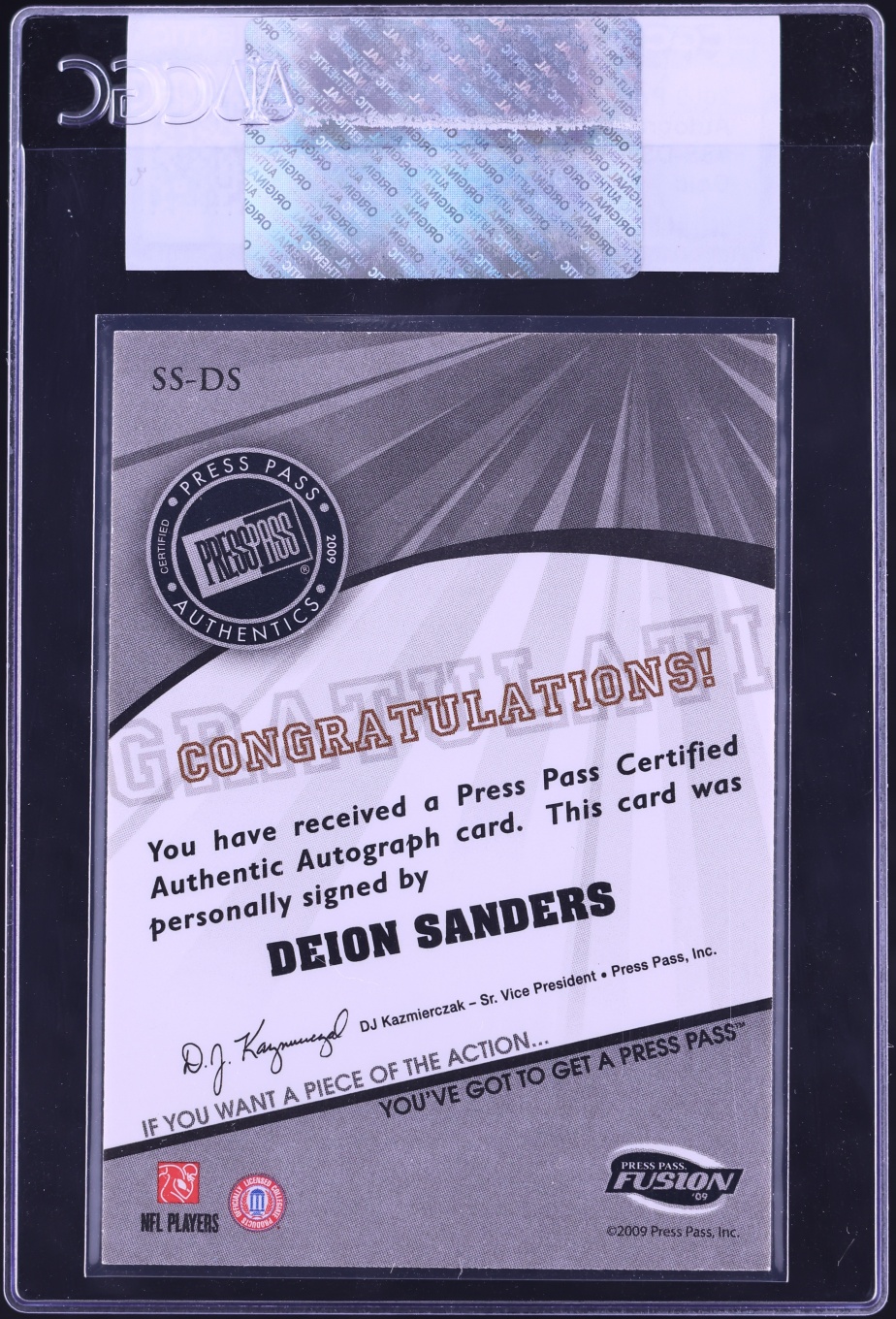 2009 Press Pass Fusion Gold Deion Sanders AUTO /50 #SS-DS CGC AUTH - Photo 2