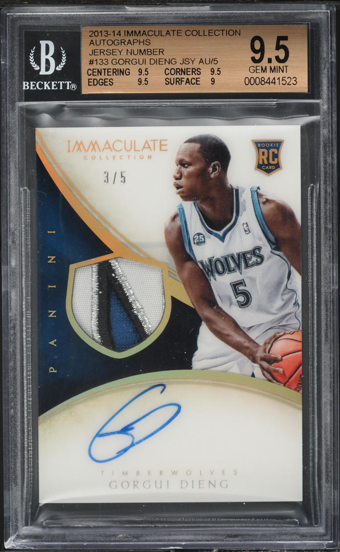 2013 Immaculate Collection Gorgui Dieng ROOKIE PATCH AUTO /5 #133 BGS 9.5 GEM MINT