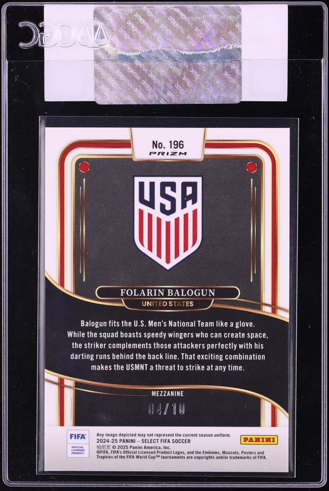 2024 Select Mezzanine FIFA Gold Folarin Balogun /10 #196 CGC AUTH - Photo 2