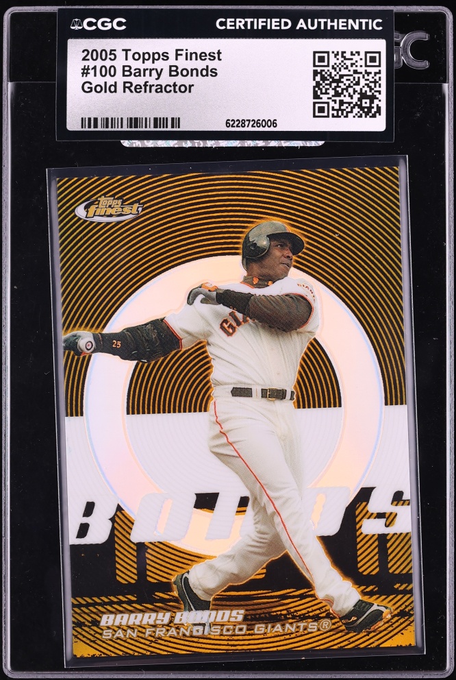 2005 Finest Gold Refractor Barry Bonds /49 #100 CGC AUTH