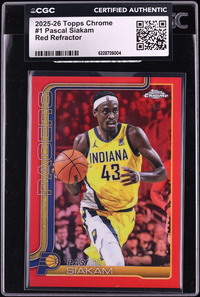 2025 Topps Chrome Red Refractor Pascal Siakam /5 #1 CGC AUTH