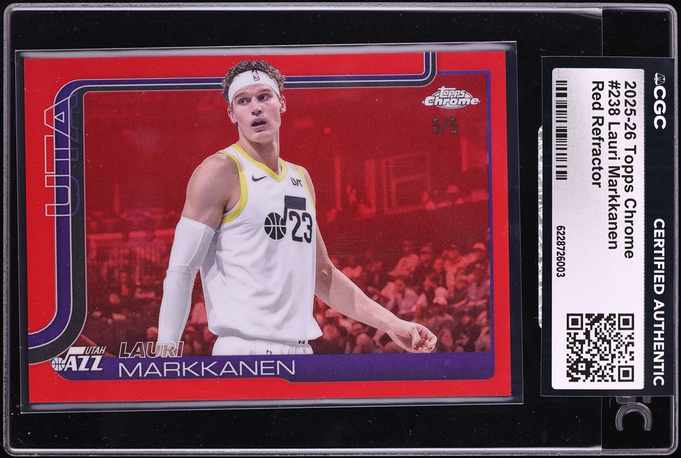 2025 Topps Chrome Red Refractor Lauri Markkanen 5/5 #238 CGC AUTH