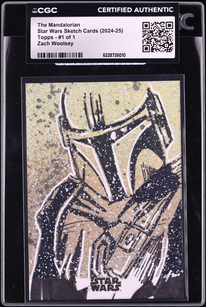 2024 Topps Star Wars Sketch Cards The Mandalorian Zach Woolsey AUTO 1/1 CGC AUTH
