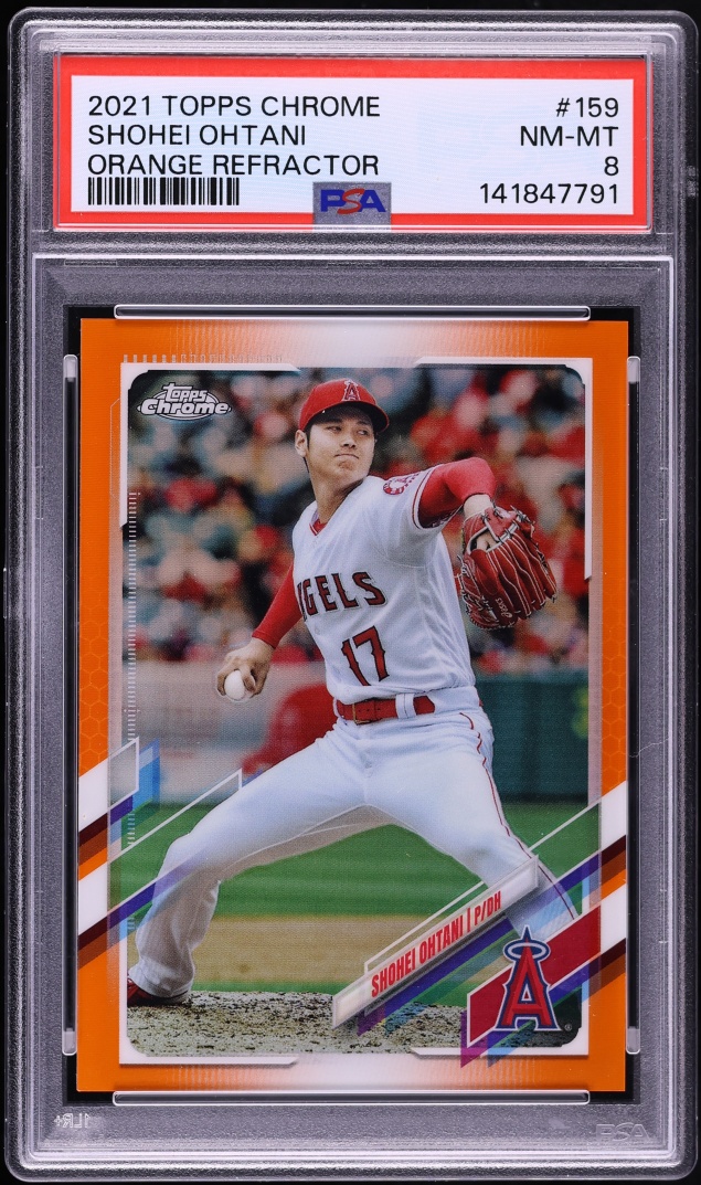 2021 Topps Chrome Orange Refractor Shohei Ohtani /25 #159 PSA 8 NM-MT