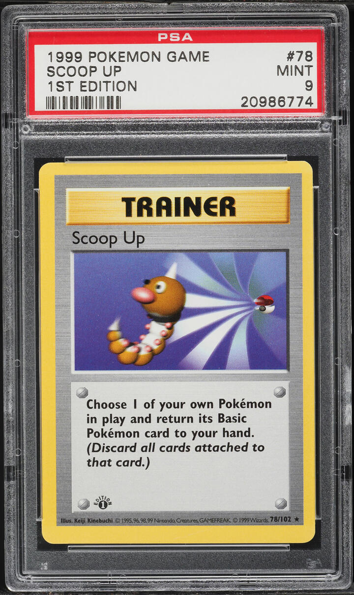 1999 Pokemon Base Set Shadowless 1st Edition Scoop Up #78 PSA 9 MINT