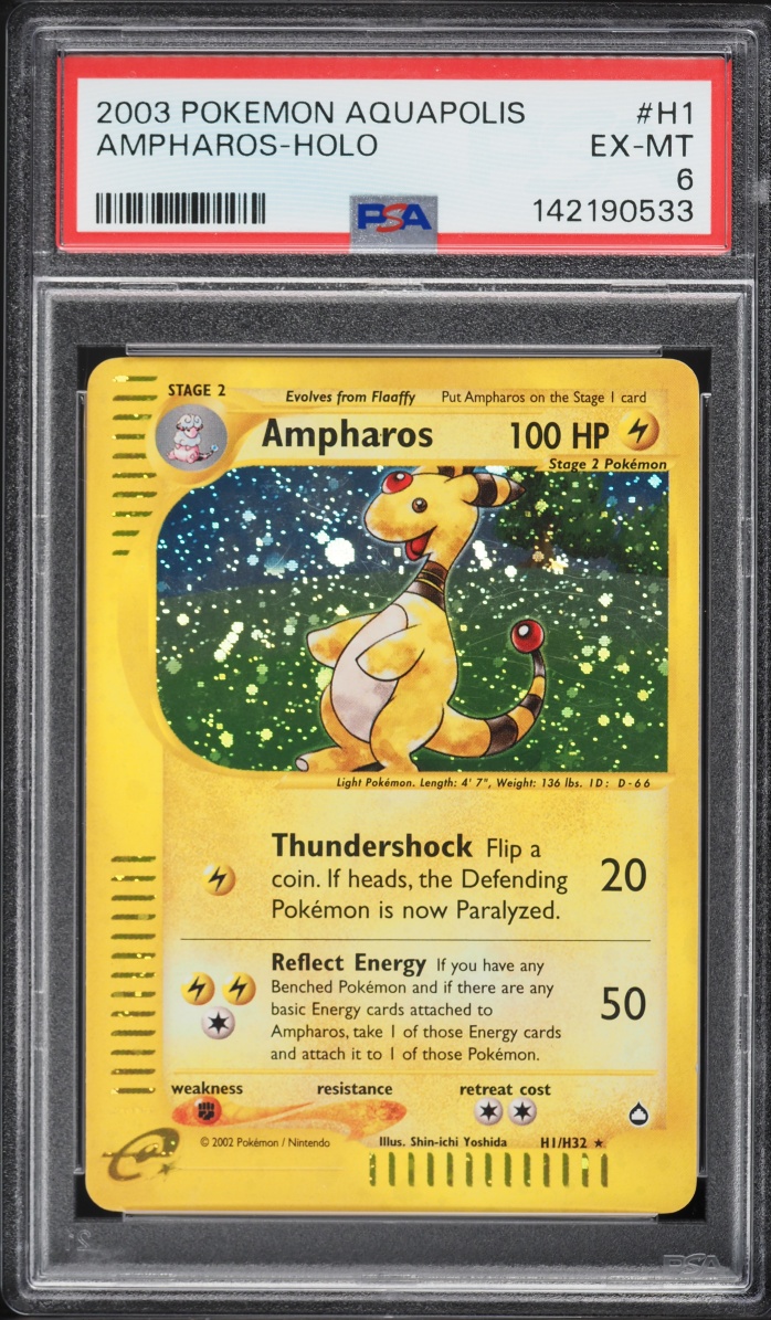 2003 Pokemon Aquapolis Holo Ampharos #H1 PSA 6 EXMT