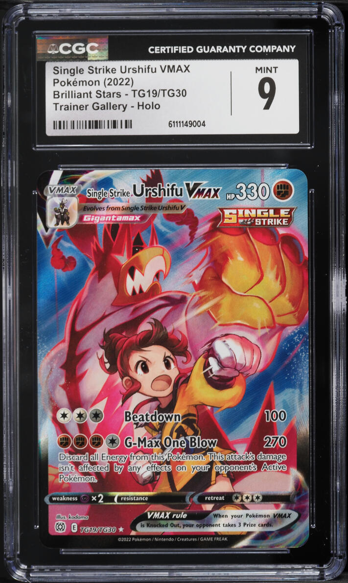2022 Pokemon Sword & Shield Brilliant Stars CHR Single Strike Urshifu VMAX #TG19 CGC 9 MINT