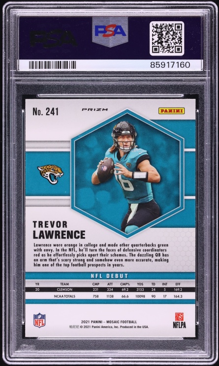 2021 Panini Mosaic Genesis Trevor Lawrence ROOKIE #241 PSA 10 GEM MINT