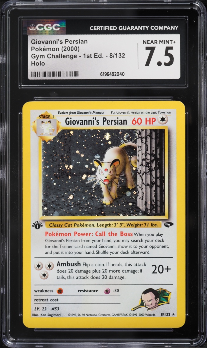 2000 Pokemon Gym Challenge 1st Edition Holo Giovanni's Persian #8 CGC 7.5 NRMT+