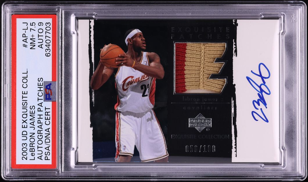 2003 Exquisite Collection Patches LeBron James ROOKIE PATCH AUTO DNA 9 /100 #AP-LJ PSA 7.5 NM+