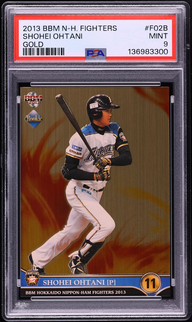 2013 BBM Hokkaido Nippon Ham Fighters Gold Shohei Ohtani ROOKIE /200 #F02B PSA 9 MINT
