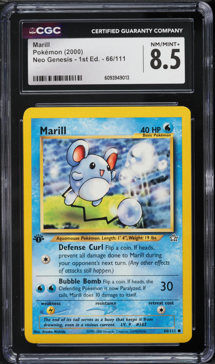 2000 Pokemon Neo Genesis 1st Edition Marill #66 CGC 8.5 NM-MT+