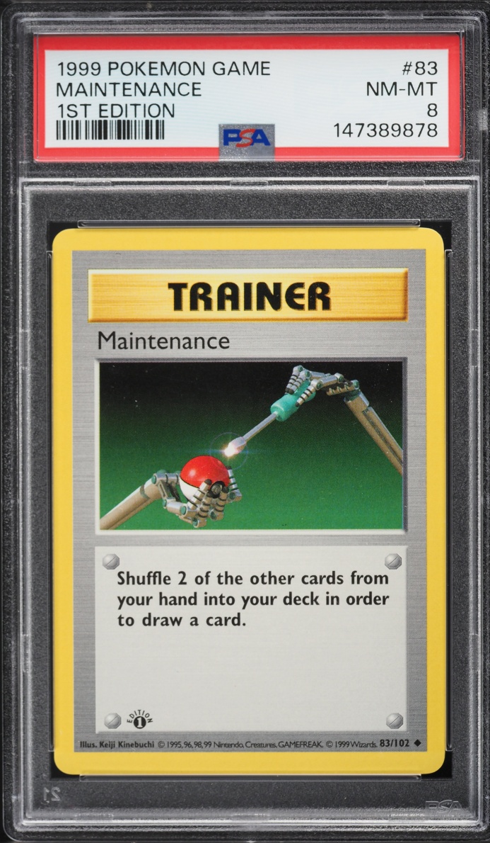 1999 Pokemon Base Set Shadowless 1st Edition Maintenance #83 PSA 8 NM-MT