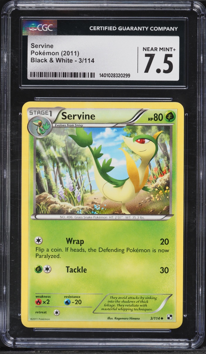 2011 Pokemon Black & White Servine #3 CGC 7.5 NRMT+