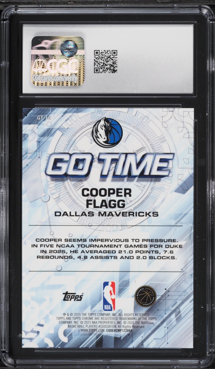 2025 Topps Chrome Go Time Cooper Flagg ROOKIE #GT-16 CGC 10 GEM MINT