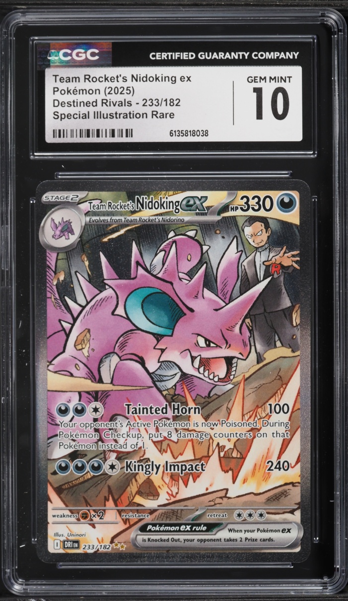 2025 Pokemon SV Destined Rivals SIR Team Rocket's Nidoking ex #233 CGC 10 GEM MINT