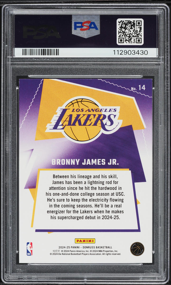 2024 Donruss Great X-Pectations Bronny James Jr. ROOKIE #14 PSA 8 NM-MT
