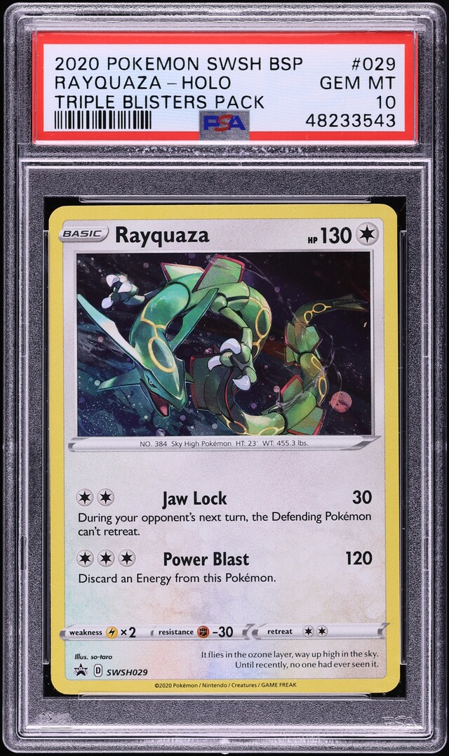 2020 Pokemon Sword & Shield Black Star Promo Holo Rayquaza #29 PSA 10 GEM MINT