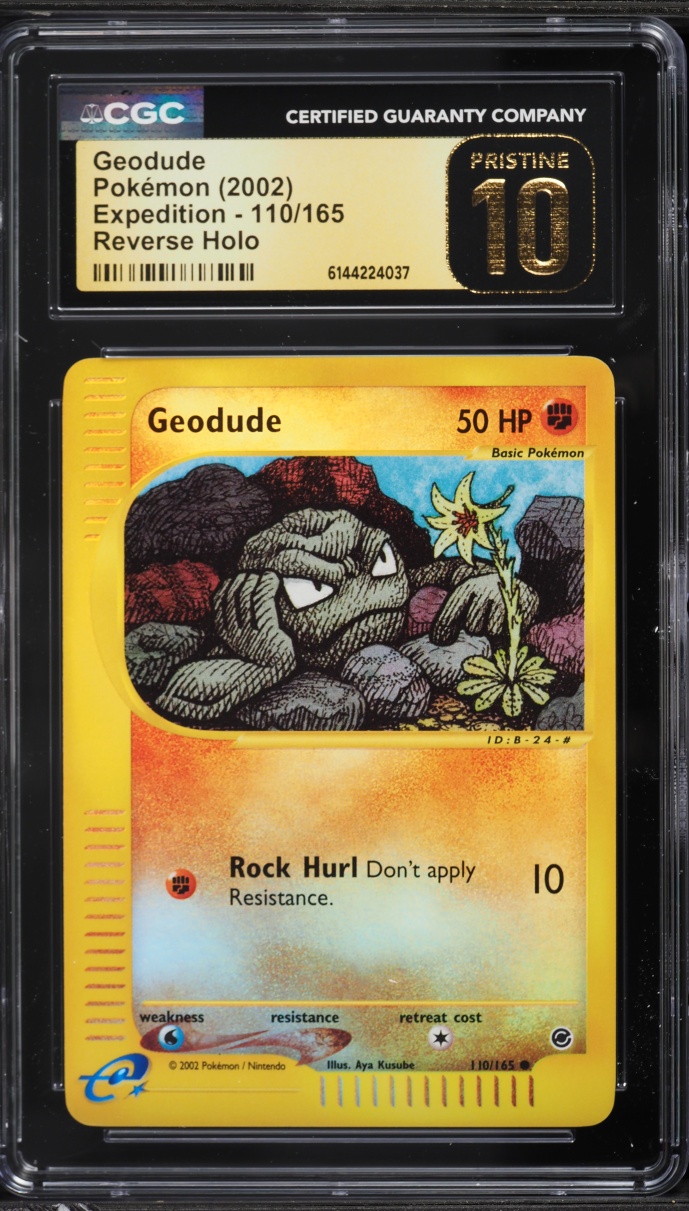 2002 Pokemon Expedition Reverse Holo Geodude #110 CGC 10 PRISTINE