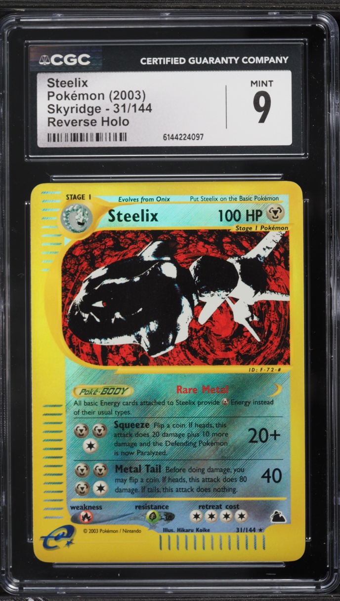 2003 Pokemon Skyridge Reverse Holo Steelix #31 CGC 9 MINT