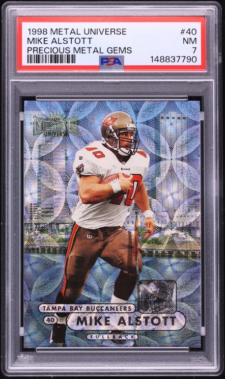 1998 Metal Universe Precious Metal Gems PMG Mike Alstott /50 #40 PSA 7 NRMT - Photo 1
