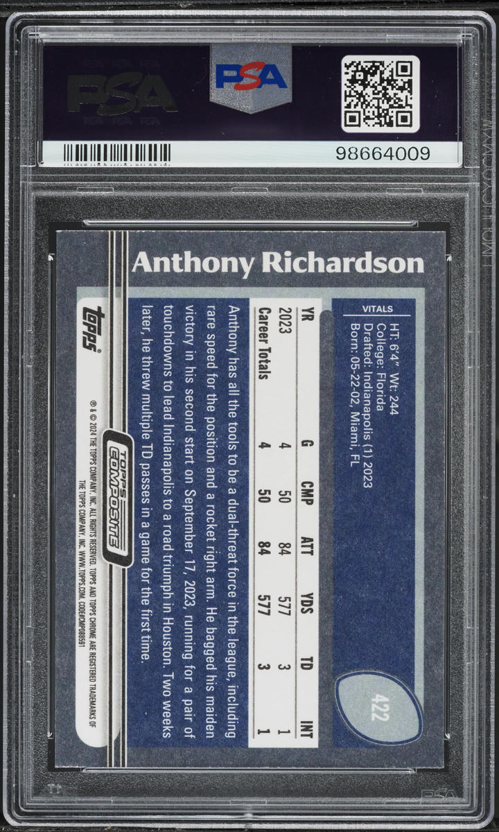 2023 Topps Composite Anthony Richardson ROOKIE #422 PSA 9 MINT