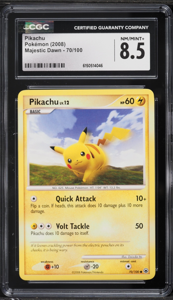 2008 Pokemon Diamond & Pearl Majestic Dawn Pikachu #70 CGC 8.5 NM-MT+