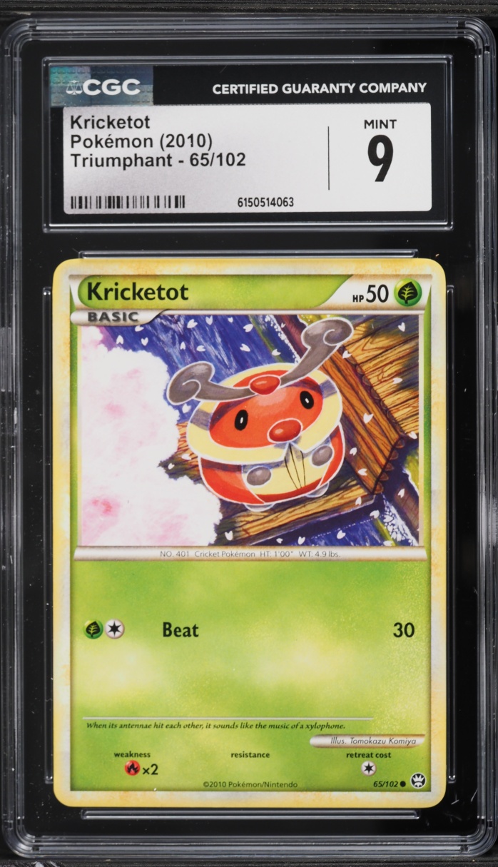 2010 Pokemon HeartGold & SoulSilver Triumphant Kricketot #65 CGC 9 MINT