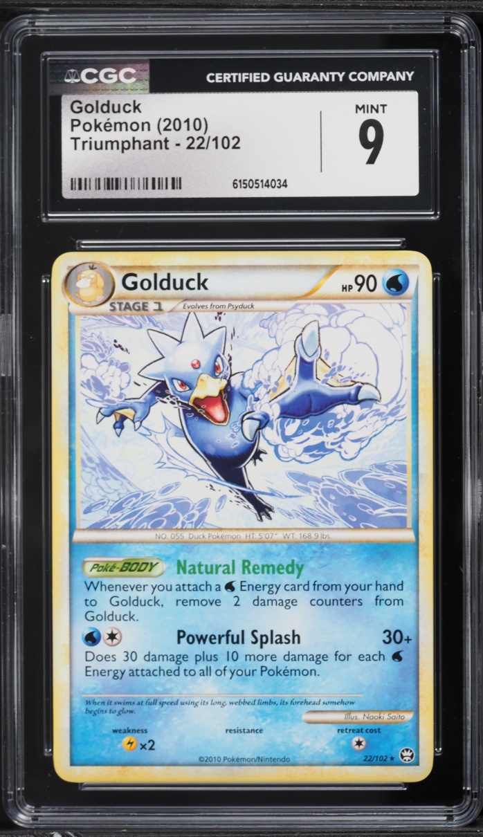 2010 Pokemon HeartGold & SoulSilver Triumphant Golduck #22 CGC 9 MINT
