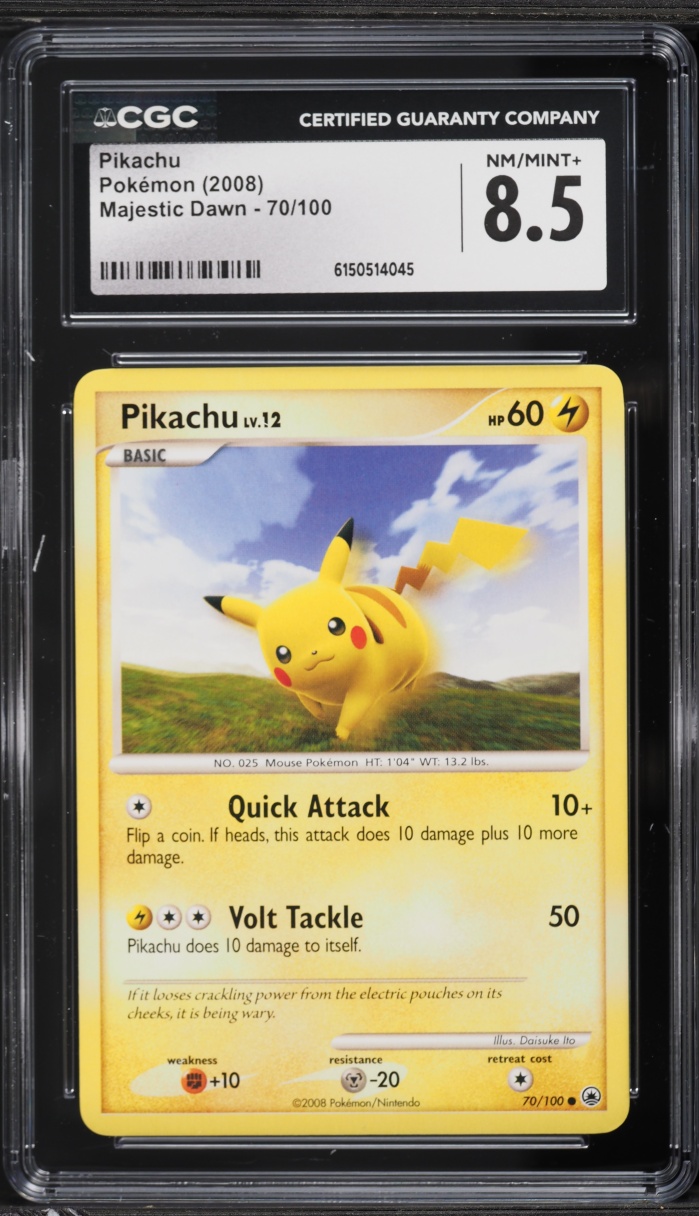 2008 Pokemon Diamond & Pearl Majestic Dawn Pikachu #70 CGC 8.5 NM-MT+