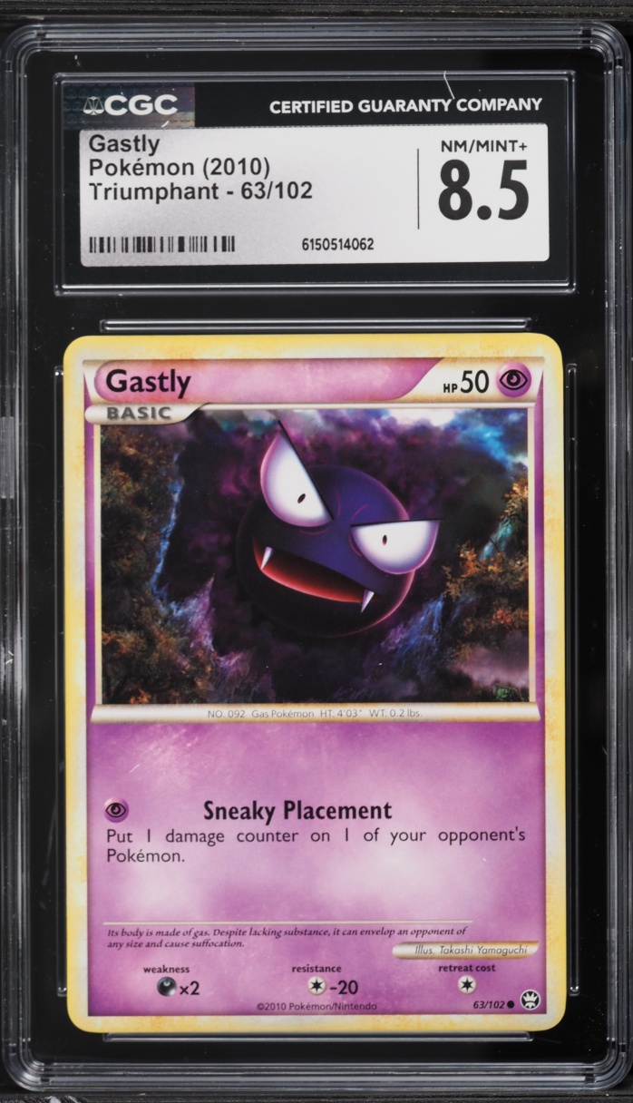 2010 Pokemon HeartGold & SoulSilver Triumphant Gastly #63 CGC 8.5 NM-MT+