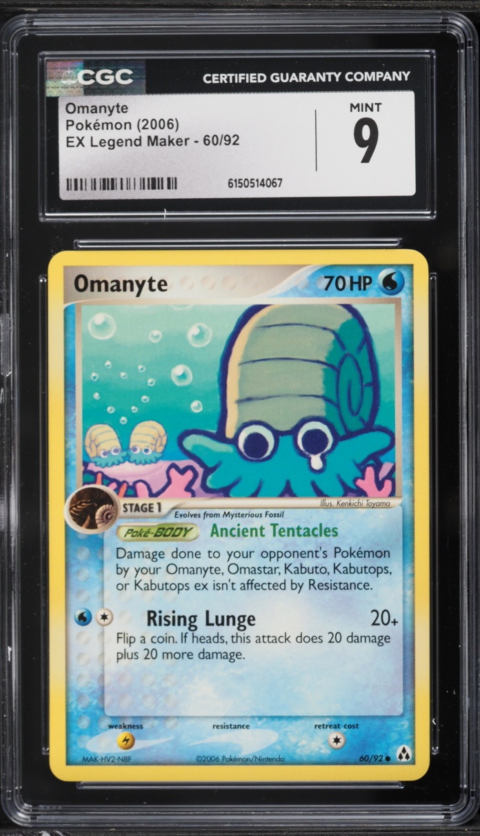 2006 Pokemon EX Legend Maker Omanyte #60 CGC 9 MINT