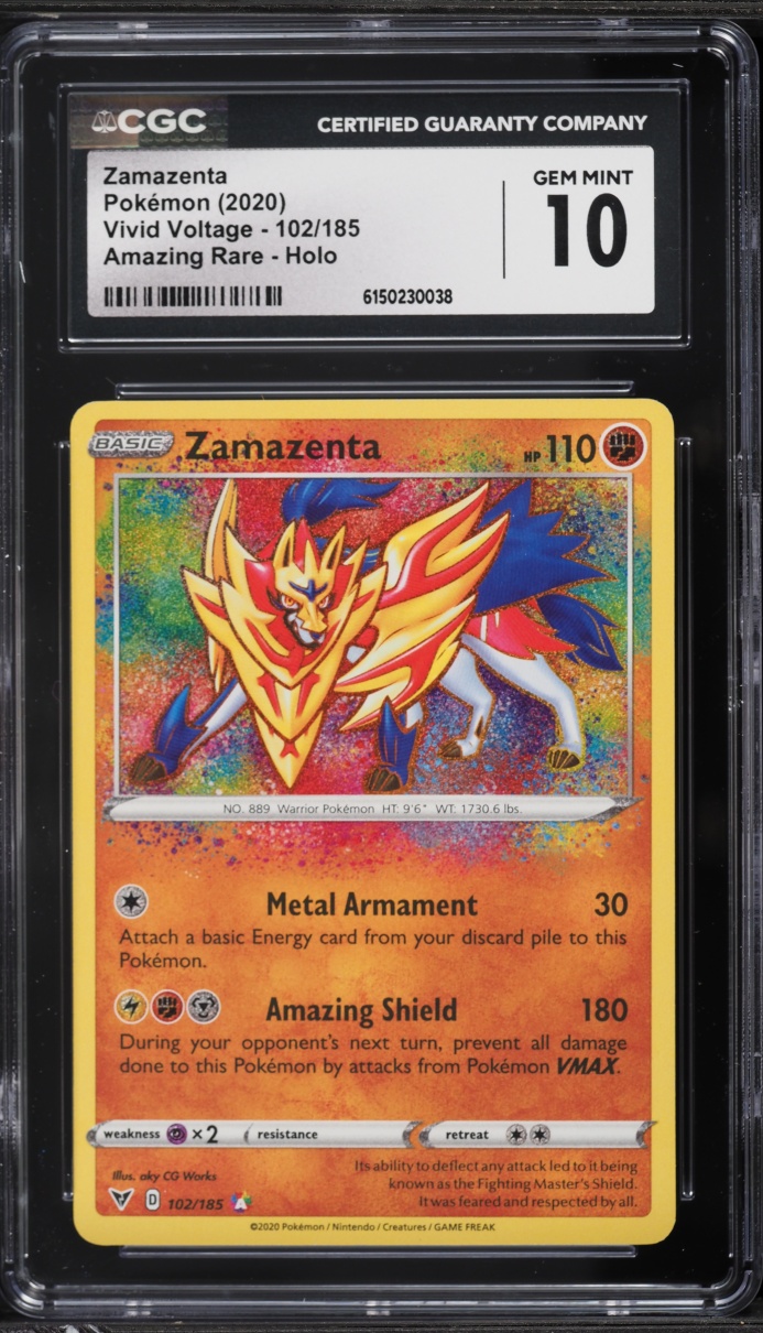 2020 Pokemon Sword & Shield Vivid Voltage Amazing Rare Zamazenta #102 CGC 10 GEM MINT