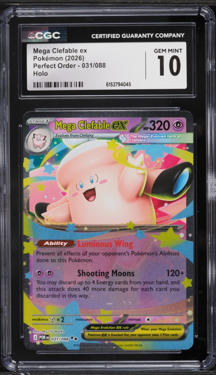 2026 Pokemon Mega Evolution Perfect Order Holo Mega Clefable Ex #031 CGC 10 GEM MINT