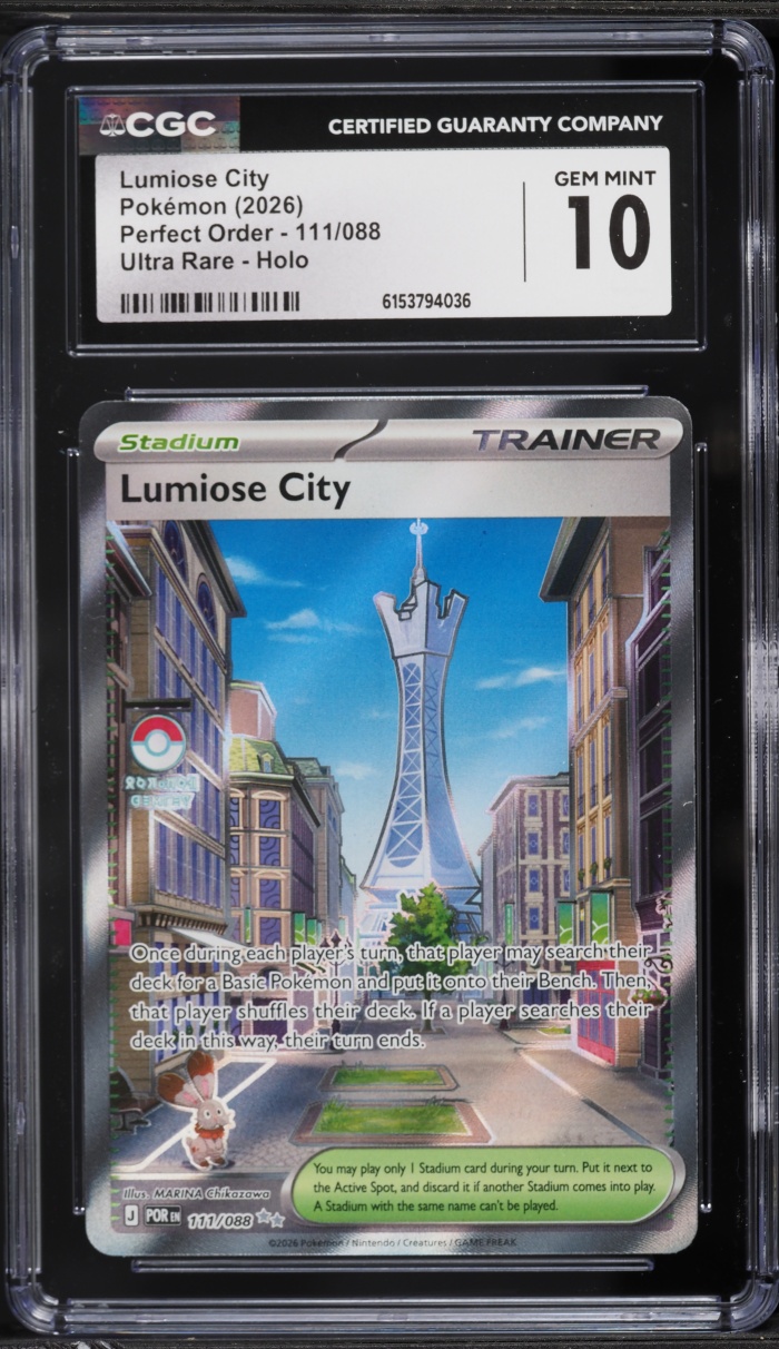 2026 Pokemon Mega Evolution Perfect Order Full Art Lumiose City #111 CGC 10 GEM MINT