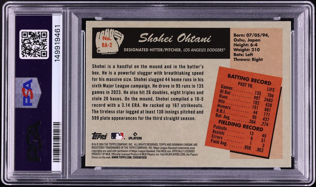 2024 Bowman '55 Anime Shohei Ohtani #BA-2 PSA 10 GEM MINT - Photo 2