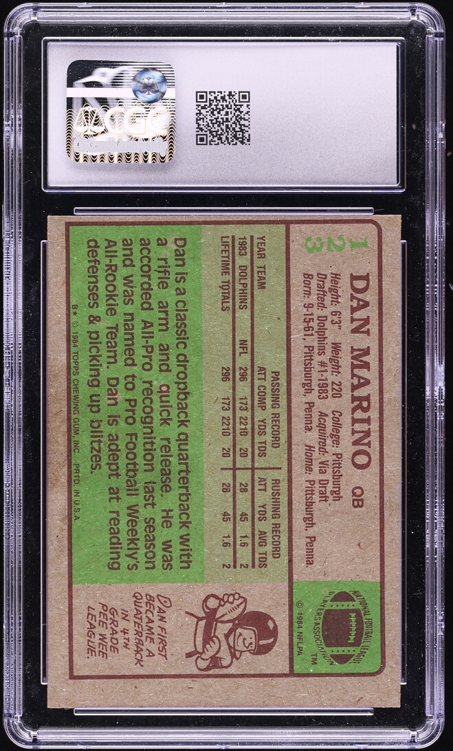1984 Topps Football Dan Marino ROOKIE #123 CGC 4 VGEX