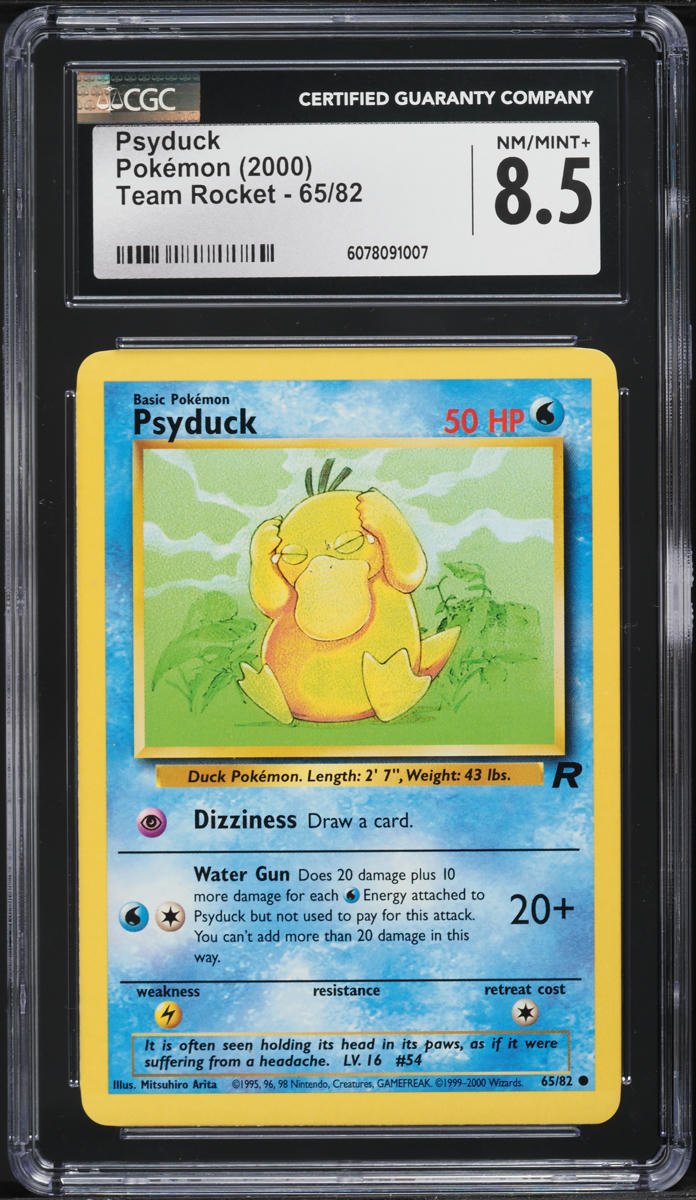 2000 Pokemon Team Rocket Psyduck #65 CGC 8.5 NM-MT+