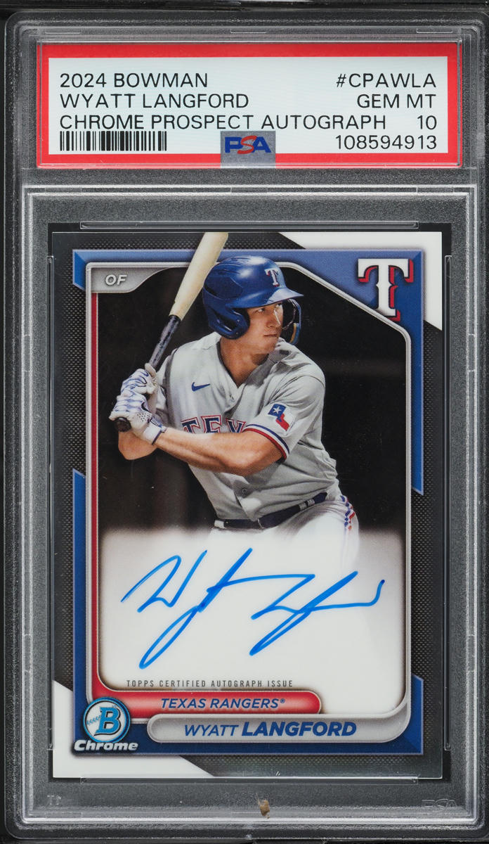 2024 Bowman Chrome Wyatt Langford PROSPECT AUTO #CPA-WLA PSA 10 GEM MINT