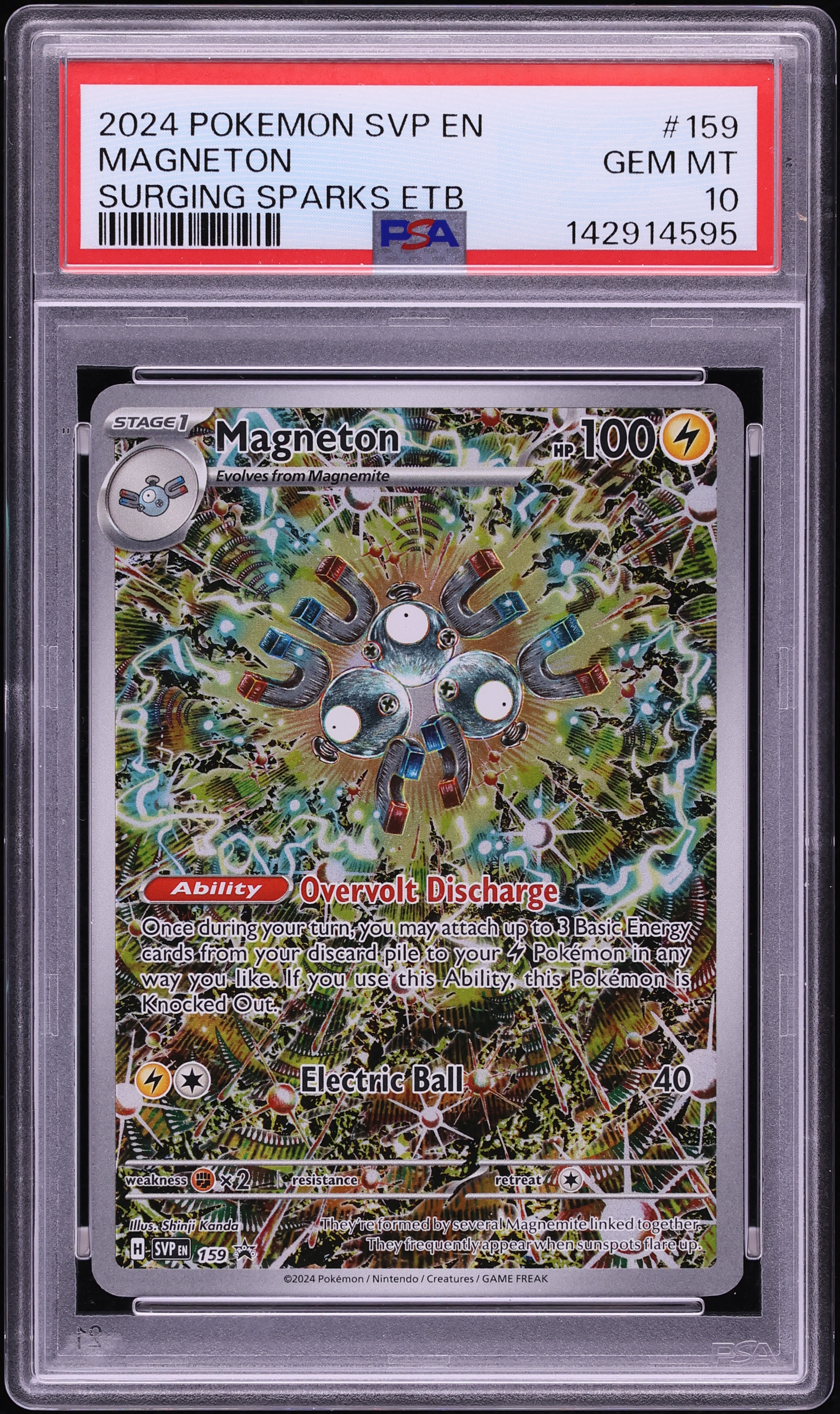 2024 Pokemon Scarlet & Violet Promo Surging Sparks ETB Full Art Magneton #159 PSA 10 GEM MINT