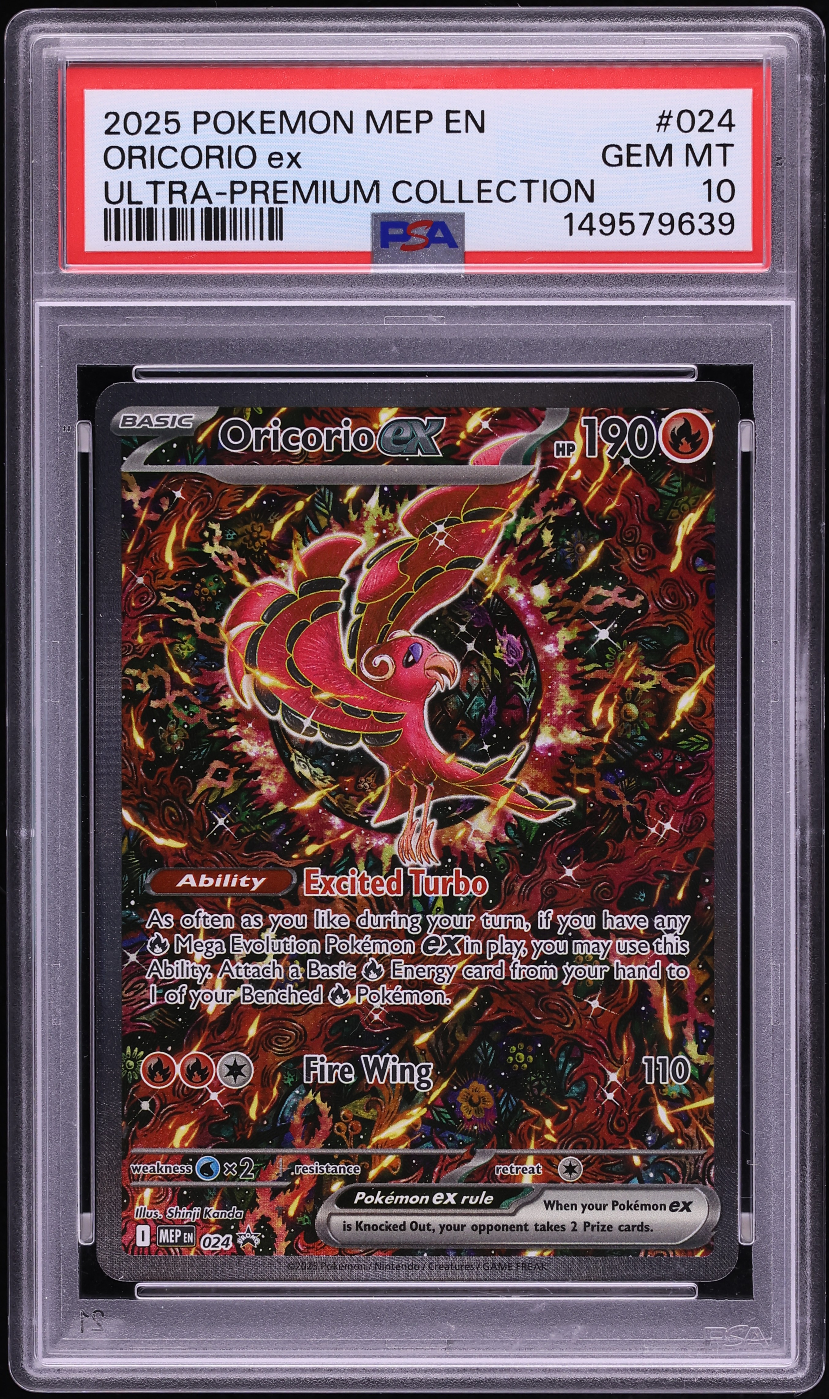2025 Pokemon Mega Evolution Promo Ultra Premium Full Art Oricorio ex #24 PSA 10 GEM MINT