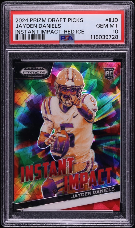 2024 Panini Prizm Draft Picks Instant Impact Red Ice Jayden Daniels ROOKIE #IIJD PSA 10 GEM