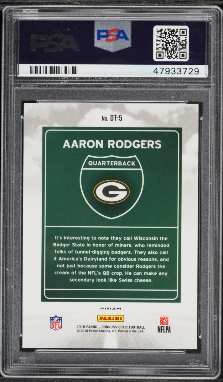 2018 Donruss Optic Downtown Aaron Rodgers #DT-5 PSA 9 MINT